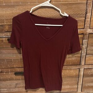 a new day Burgundy V-Neck Short Sleeve Tee
